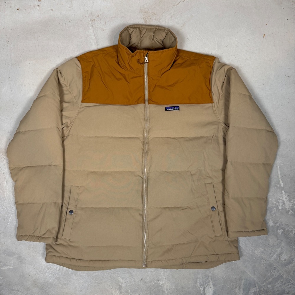 Patagonia Bivy Down Jacket Mens XL Mojave Khaki Puffer Coat 28322 FA19